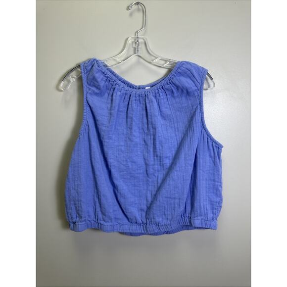 Pact Tops - PACT Coastal Double Gauze Bubble Hem Top XL Blue‎ Sleeveless Beachy Casual